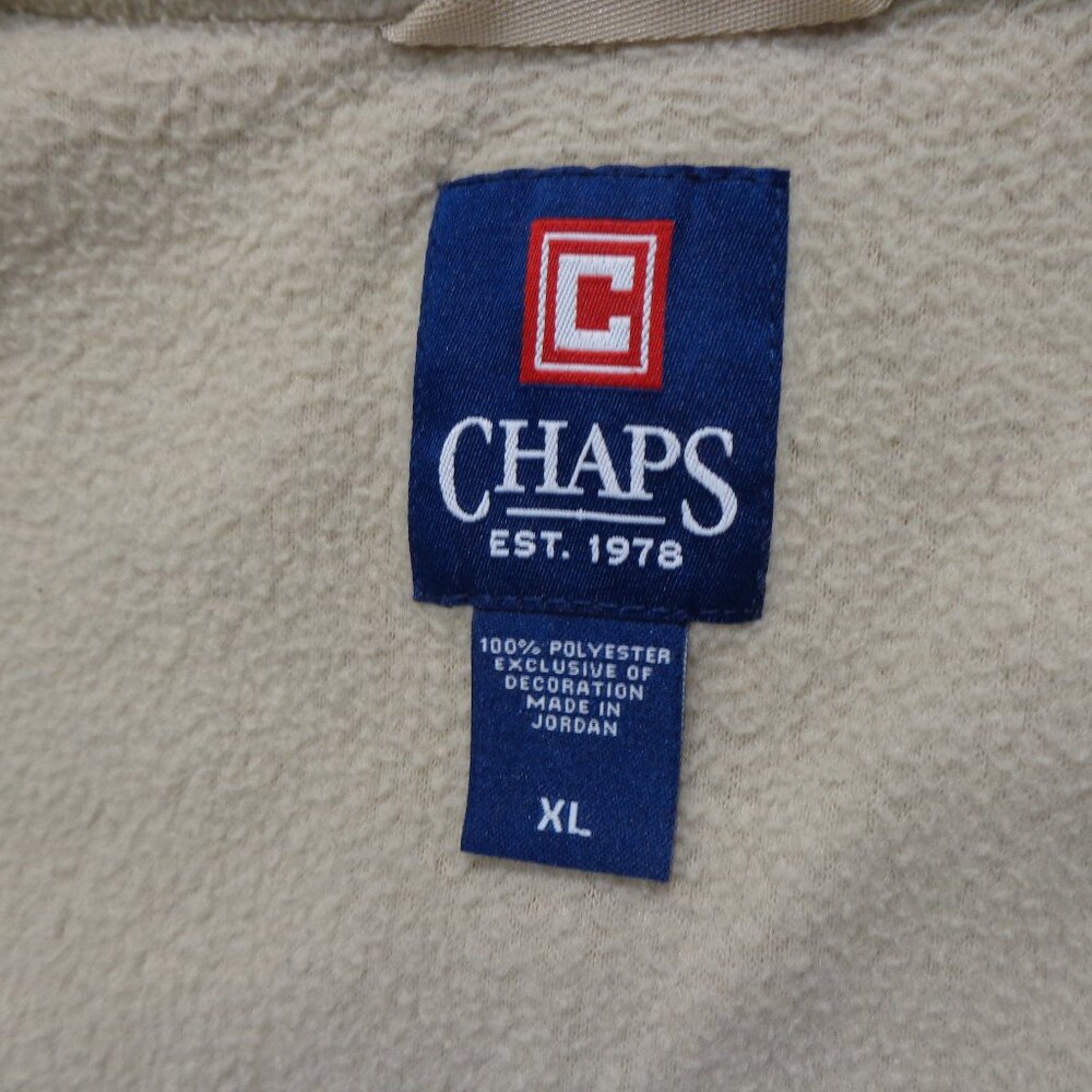 Chaps Men's Beige Full Zip Fleece Drawcord Hem Pockets Warm Jacket Size XL - Picture 3 of 7